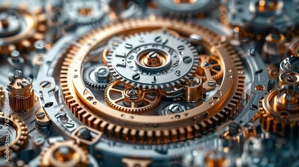 Obraz a close up of a clock made of gears and nuts