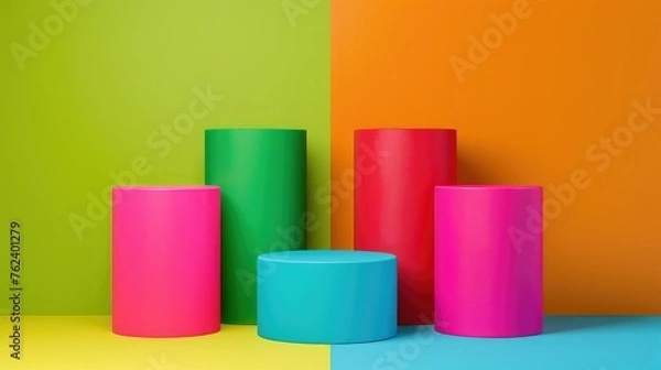 Obraz Colorful product podium, colors(green - red - blue - yellow - pink- orange - purple)