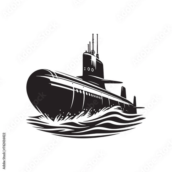 Fototapeta Mystical Submarine Silhouette Ensemble - Navigating the Depths of the Unknown with Submarine Illustration - Minimally Submarine Vector
