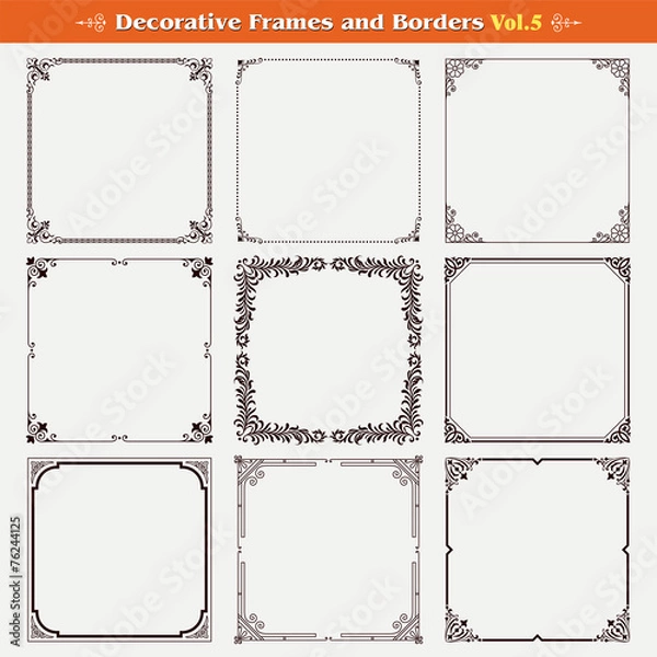 Obraz Decorative frames and borders set 5 vector