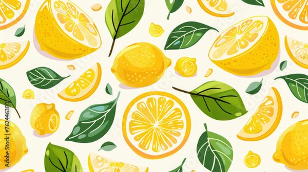 Fototapeta Lemon pattern flat vector design