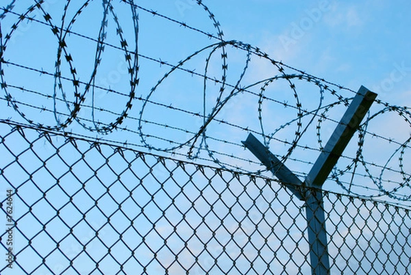 Fototapeta Zaun mit Stacheldraht