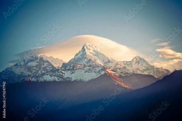 Fototapeta Mount Annapurna at sunrise in Himalayas range Nepal