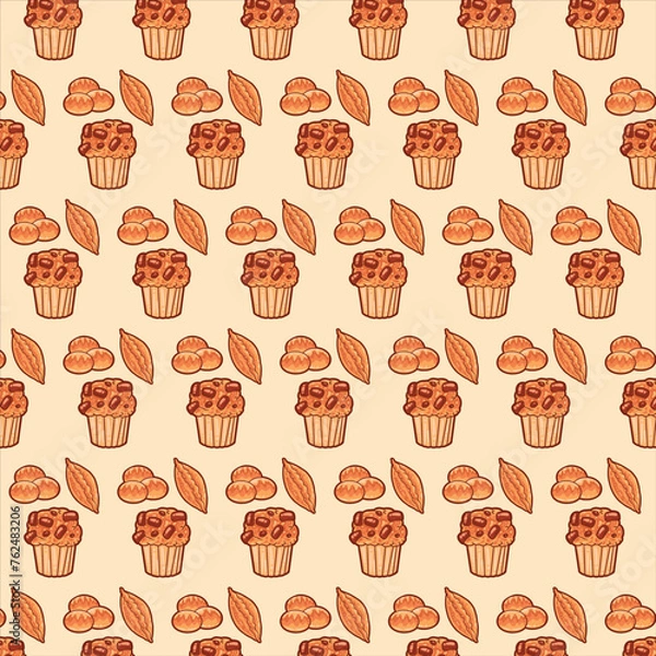 Fototapeta cake and cookies pattern vector design