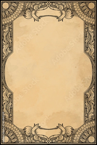 Obraz Digital Illustration hand drawn Vintage border frame engraving ornament.