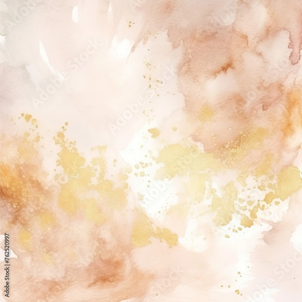 Obraz Peach and gold abstract watercolor splash