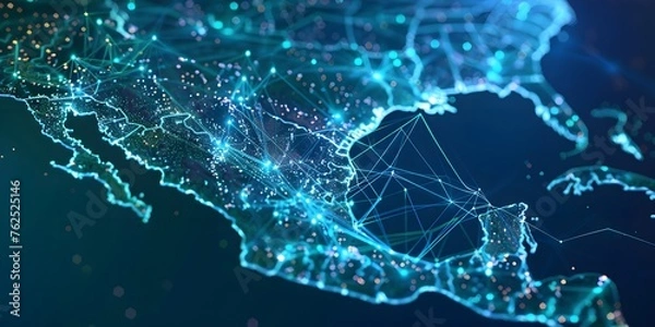 Obraz digital map of mexico. technological concept