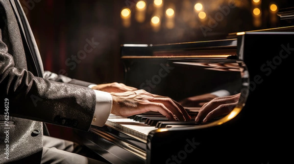 Fototapeta generated illustration of closeup of hands of playing the piano