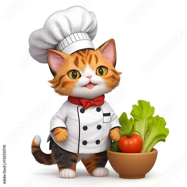 Obraz シェフの恰好をした可愛い猫