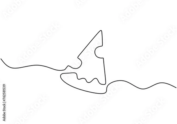 Fototapeta One continuous line pizza slice menu concept vector illustration