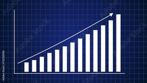 Fototapeta Business graph chart with growth trend on grid line background illustration