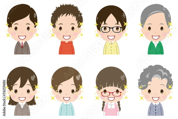 Obraz 人物　顔　セット　期待