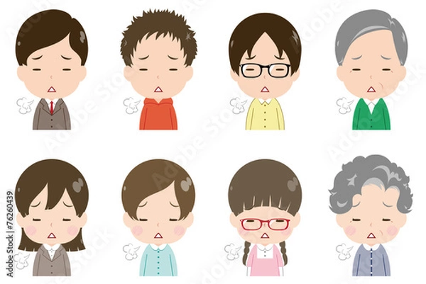 Obraz 人物　顔　セット　ため息