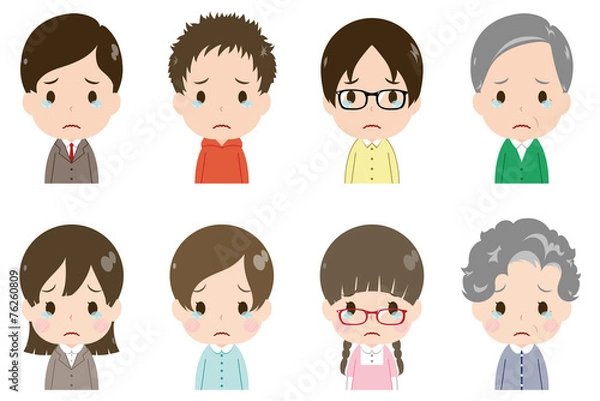 Obraz 人物　顔　セット　涙目