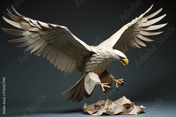 Obraz Paperstyle origami eagle, paperstyle eagle