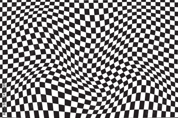 Fototapeta  simple abstract black color small square wavy pattern on white color background, perfect for background, wallpaper, texture