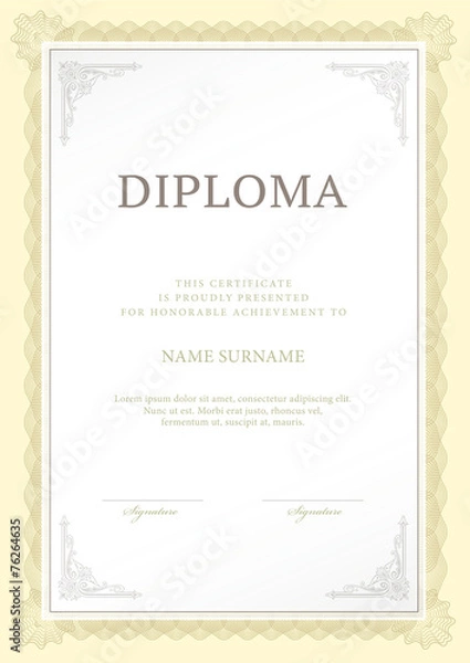 Obraz certificate, Diploma of completion, vector design template