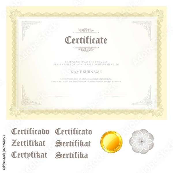 Obraz certificate, Diploma of completion, vector design template