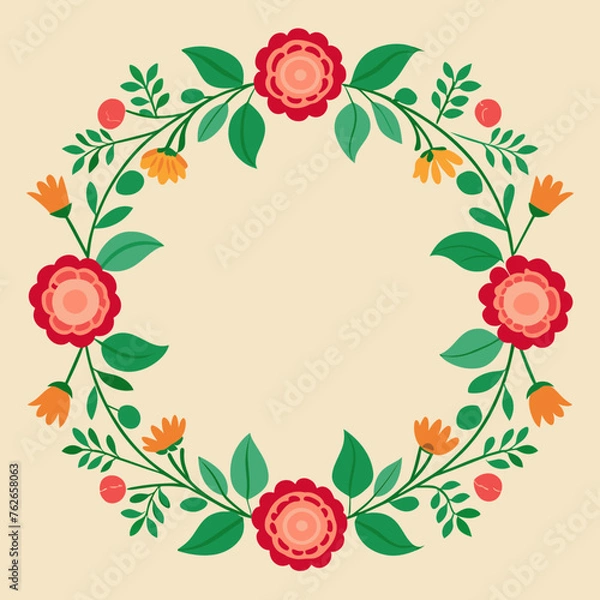Fototapeta Flower Border Frame Vector Illustration