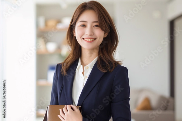 Obraz 手帳を持ったスーツを着た女性