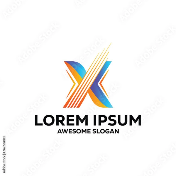 Obraz x letter logo colorful gradient abstract vector illustration
