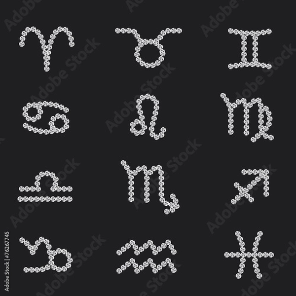 Fototapeta Set of Symbol Zodiac Sign Diamond. Vector Illustration.