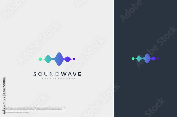 Fototapeta Music sound waves symbols. Audio icon, voice equalizer pulse element idea. Modern creative logo vector template.
