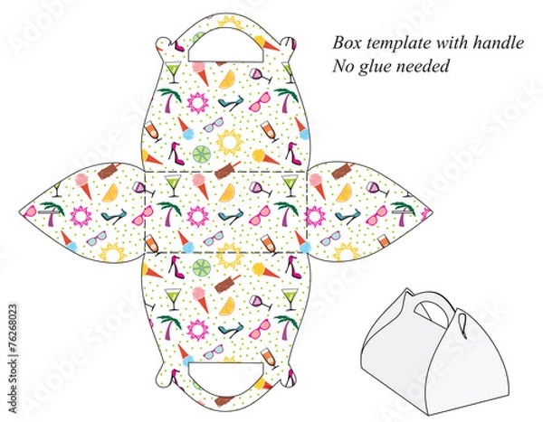 Fototapeta Box with handle, seamless summer pattern