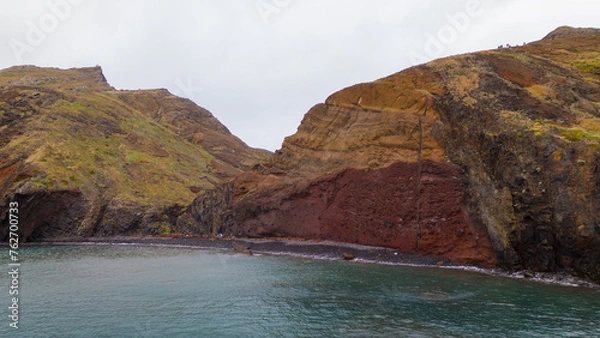 Fototapeta Sao Lourenco peninsula on Madeira from an aerial view.
Drone photos of Ponta de São Lourenço with ocean waves and clouds.