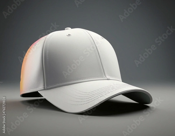 Fototapeta White stylish cap on a white background, 3D render