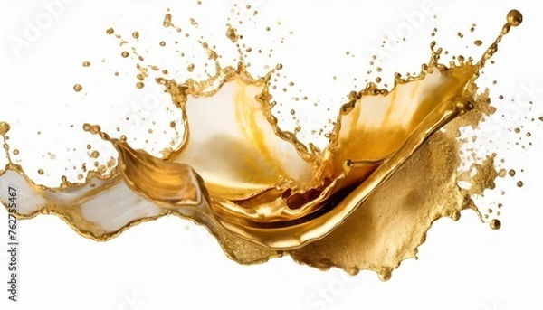 Obraz vector abstract illustration watercolor and gold splash isolated on white background elegant modern