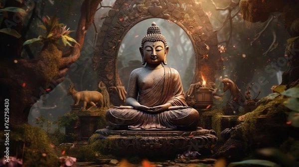 Obraz buddha statue in the temple