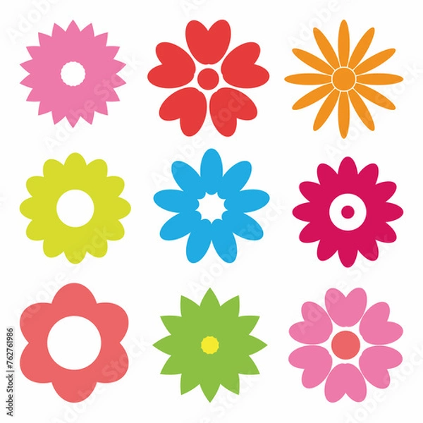 Obraz Set of colorful flowers. Vector illustration