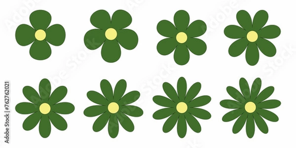 Obraz Set of green and yellow flowers. Vector illustration