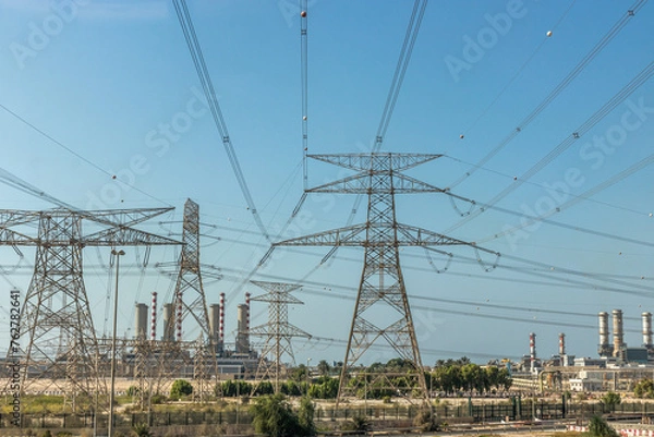 Fototapeta View of a power plant in Dubai, United Arab Emirates.