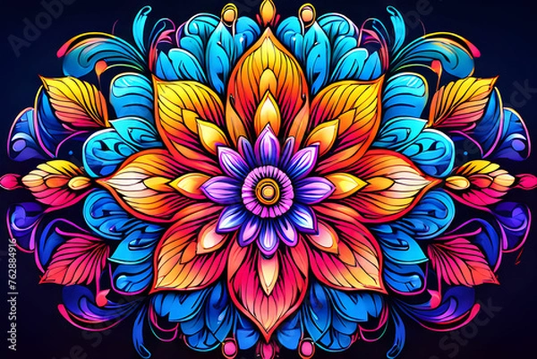 Obraz Mandala flowers art background , mandala art , flower pattern 