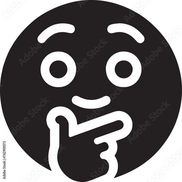 Fototapeta Pondering Poses: Thinking Face Emoji Vector