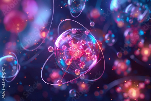 Fototapeta science background with molecule or atom abstract structure for science or medical background