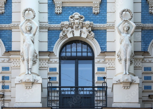 Fototapeta Art Nouveau building in Riga, Latvia.