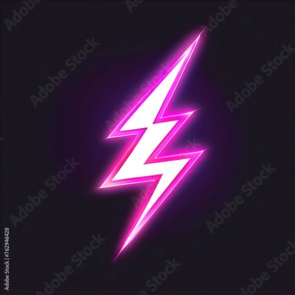 Obraz Pink Lightning Glow: Neon Icon Set(Generative AI)