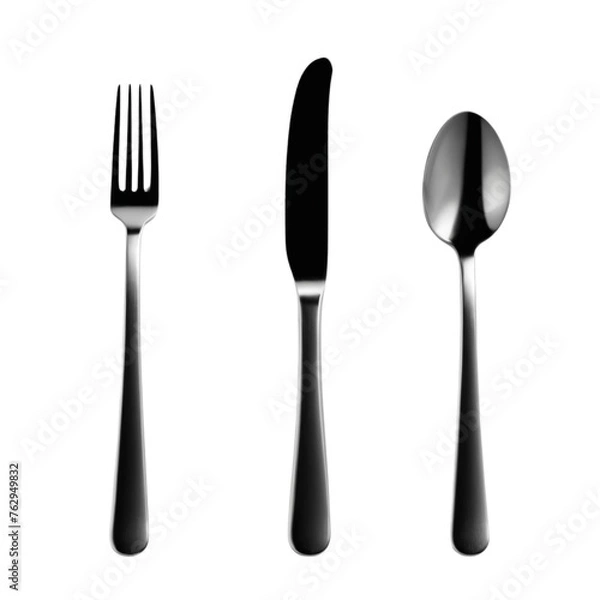 Fototapeta a spoon and knife on Isolated transparent background png. generated with AI