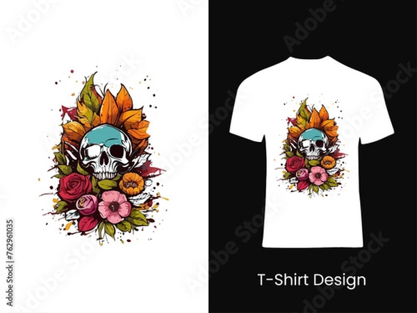 Fototapeta Men's T-shirt with short sleeve mockup. Front view. Vector template.