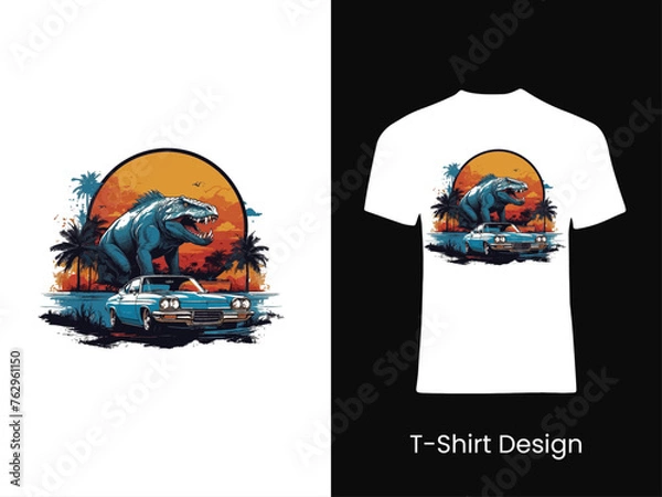 Fototapeta Men's T-shirt with short sleeve mockup. Front view. Vector template.