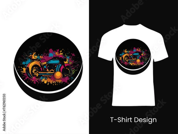 Fototapeta Men's T-shirt with short sleeve mockup. Front view. Vector template.
