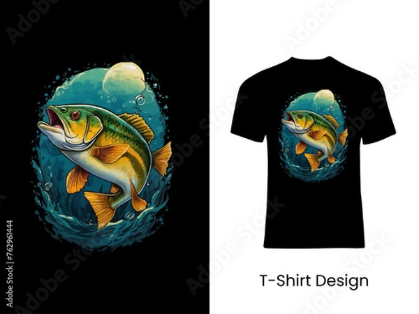 Fototapeta Men's T-shirt with short sleeve mockup. Front view. Vector template.