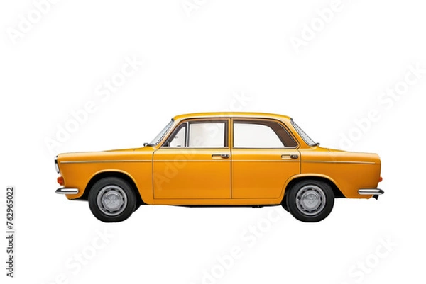 Fototapeta Vintage Yellow Car on White Background. On a White or Clear Surface PNG Transparent Background..