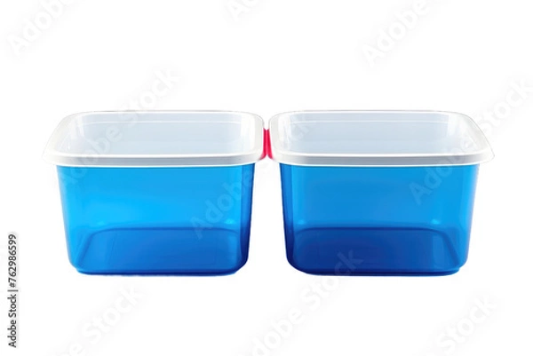 Fototapeta Two Blue Containers With Red Lids on White Background. On a White or Clear Surface PNG Transparent Background..