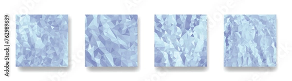 Fototapeta Low poly vertical abstract light blue backgrounds set, collections of square size covers,  trendy