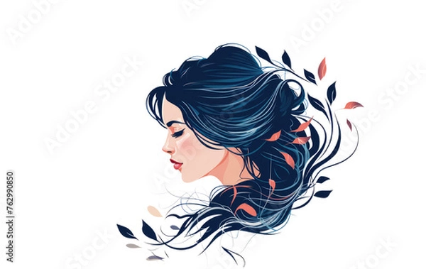 Fototapeta Nature beauty leaves in her hair decoration icon