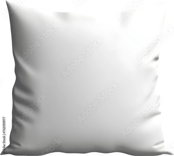 Fototapeta White cushion mockup. Blank white pillow square shape front view mockup template. Isolated on transparent background. For presenting fabric patterns, textiles, or your other designs.